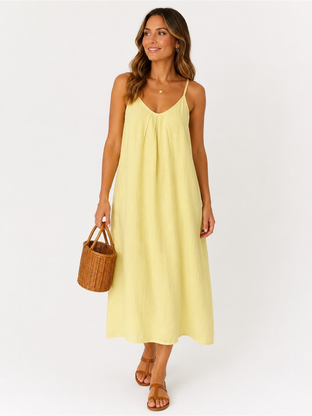 TERZO MILLENNIO Yellow Maxi Slip Dress